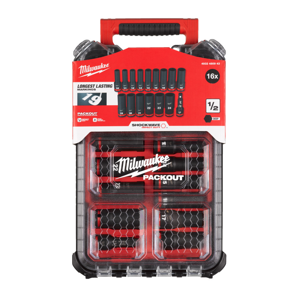 Nasadki Udarowe SHOCKWAVE™ IMPACT DUTY - 1/2" Packout impact socket set - 16 pc