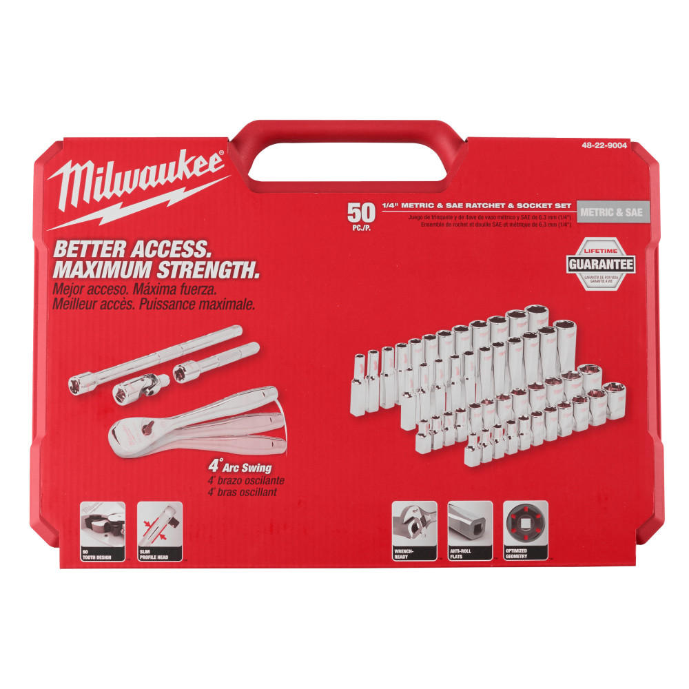 Zestawy nasadek  z grzechotką - 1/4 50 pc Drive Ratchet.+ Socket Set SAE + Metric