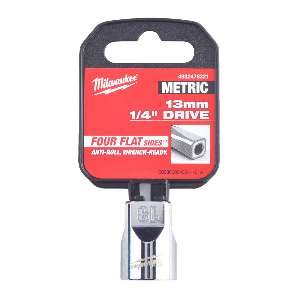 Nasadki chromowane ¼″ - 1/4 Drive Socket - Metric Standard - 13 mm