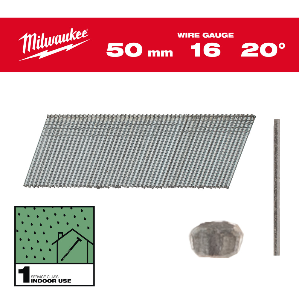 Sztyfty wykończeniowe, 16G, 20°, z cienką główką wykończeniową - 16G / 20° / 50 mm / G / SC1 - 2.000 pc