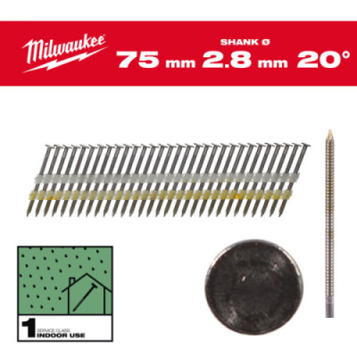 Gwoździe pierścieniowe, kąt 20°, okrągła głowa - 20° Round Head 75 mm / RS / B / SC1 - 2.000 pc