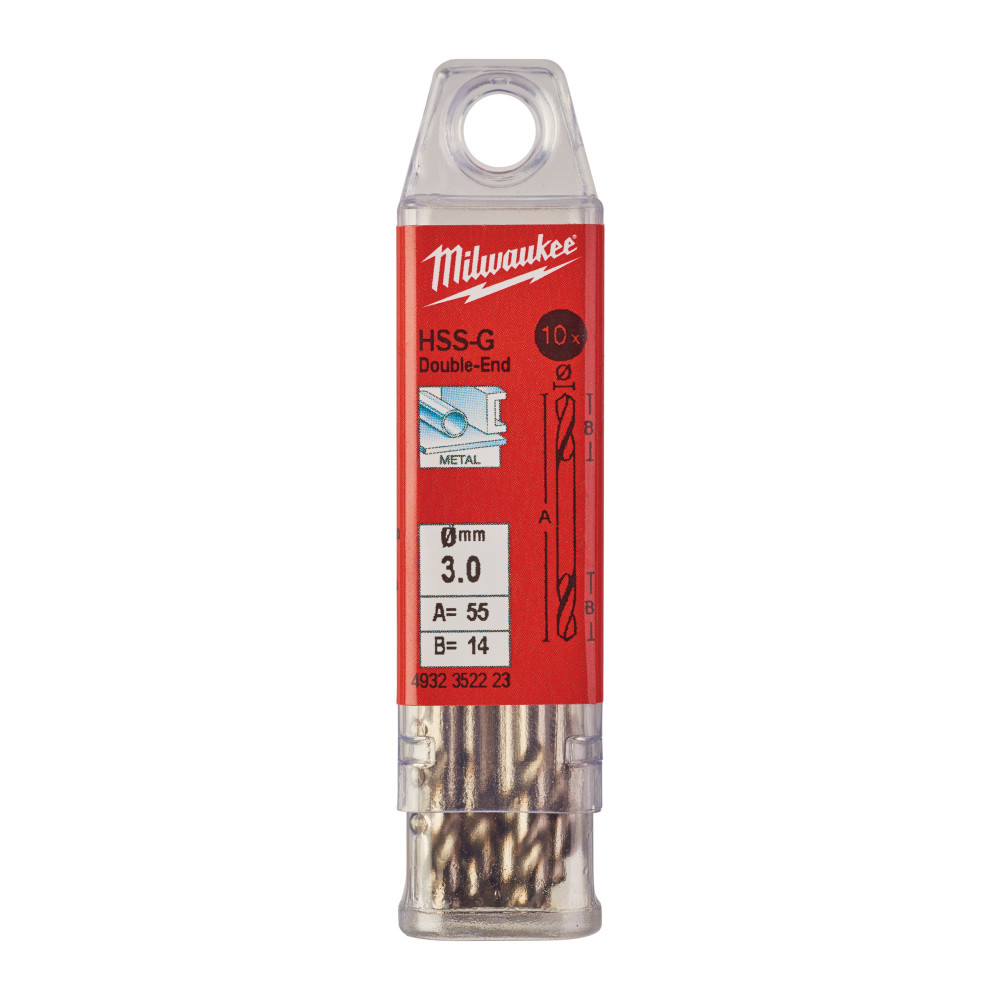 Wiertła do metalu HSS-G - Dwustronne - 3.00 x 46 - 10 pcs