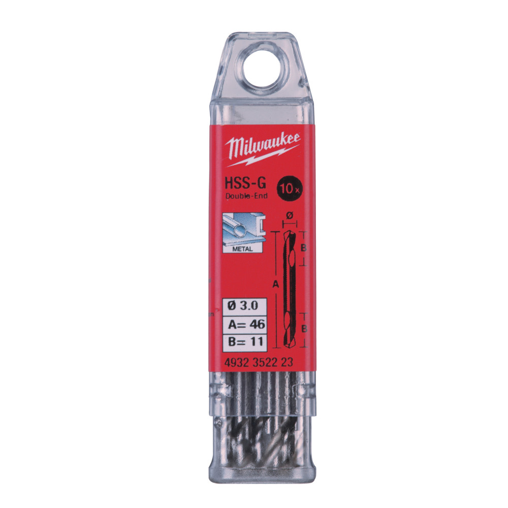 Wiertła do metalu HSS-G - Dwustronne - 3.00 x 46 - 10 pcs