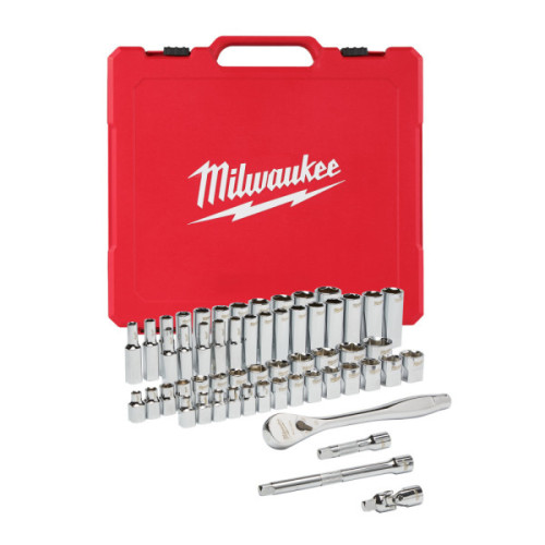 Zestawy nasadek  z grzechotką - 3/8 Drive 56 pc Ratchet + Socket Set SAE + Metric