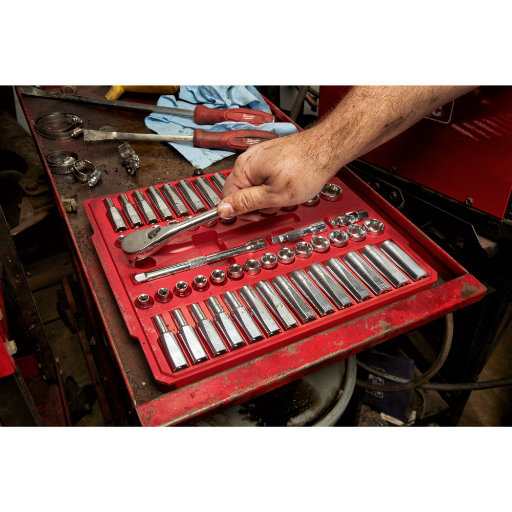 Zestawy nasadek  z grzechotką - 3/8 Drive 56 pc Ratchet + Socket Set SAE + Metric