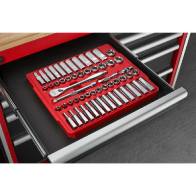 Zestawy nasadek  z grzechotką - 3/8 Drive 56 pc Ratchet + Socket Set SAE + Metric
