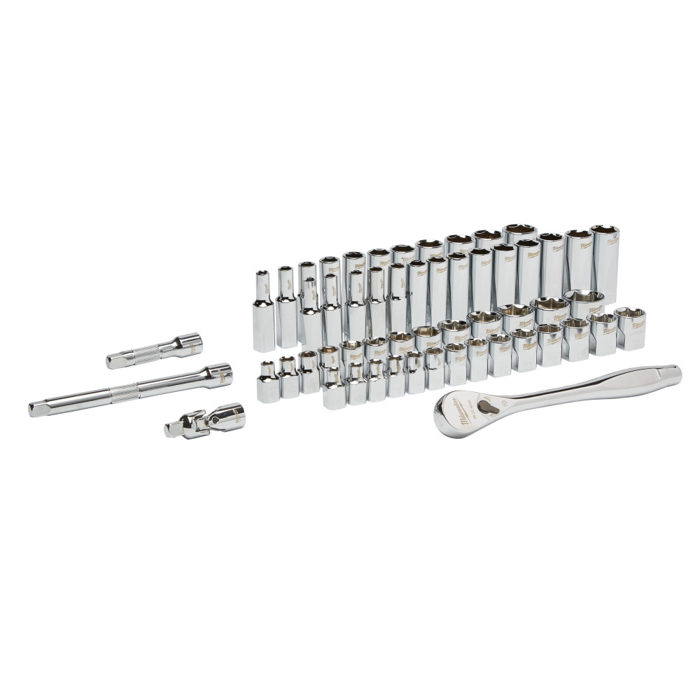Zestawy nasadek  z grzechotką - 3/8 Drive 56 pc Ratchet + Socket Set SAE + Metric