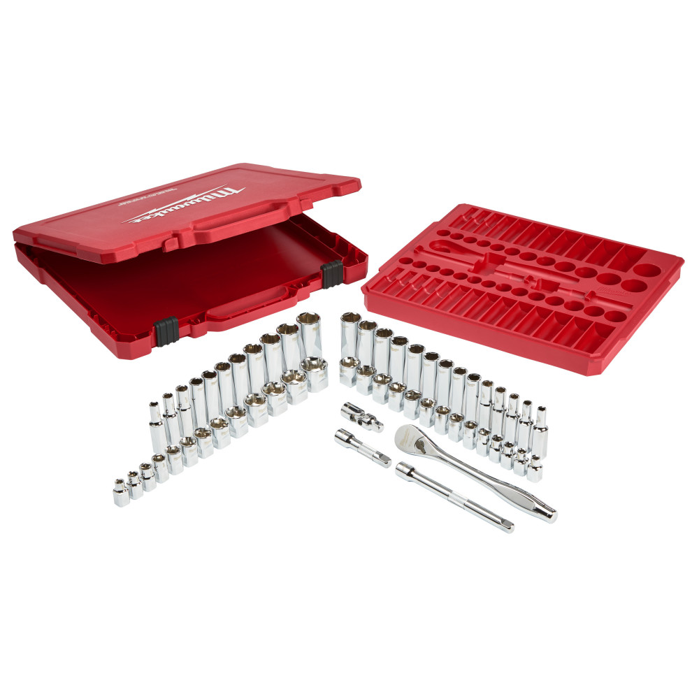 Zestawy nasadek  z grzechotką - 3/8 Drive 56 pc Ratchet + Socket Set SAE + Metric
