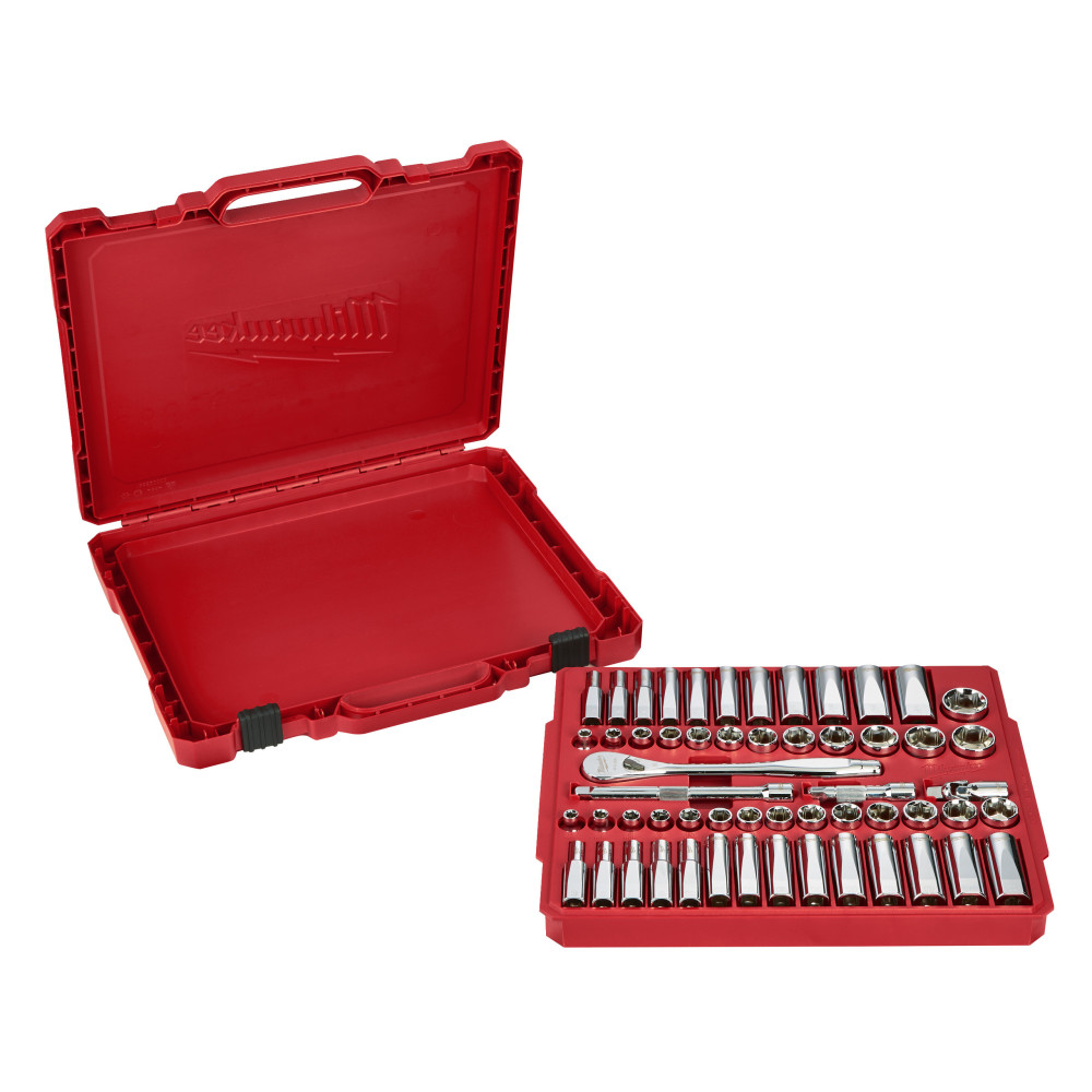 Zestawy nasadek  z grzechotką - 3/8 Drive 56 pc Ratchet + Socket Set SAE + Metric