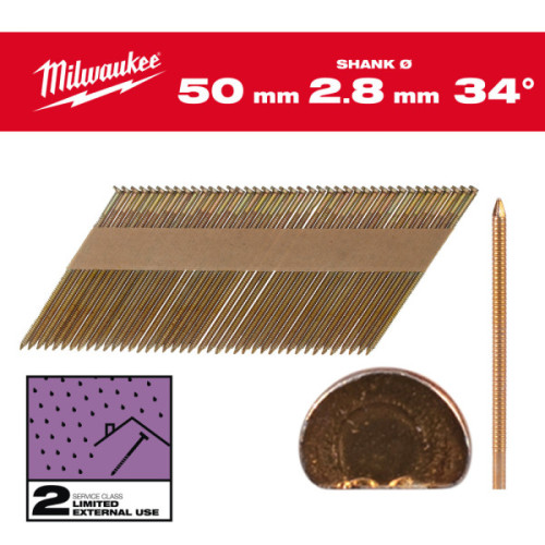 Gwoździe pierścieniowe, kąt 34°, głowa typu D - 34° D-Head 50 mm / RS / G / SC2 - 2.200 pc