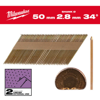 Gwoździe pierścieniowe, kąt 34°, głowa typu D - 34° D-Head 50 mm / RS / G / SC2 - 2.200 pc