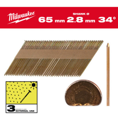 Gwoździe pierścieniowe, kąt 34°, głowa typu D - 34° D-Head 63 mm / RS / HDG / SC3 - 2.200 pc