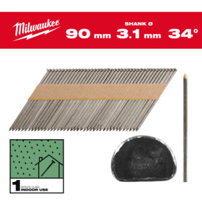 Gwoździe pierścieniowe, kąt 34°, głowa typu D - 34° D-Head 90 mm / SS / B / SC1 - 2.200 pc