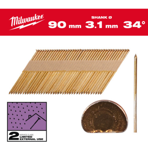 Gwoździe pierścieniowe, kąt 34°, głowa typu D - 34° D-Head 90 mm / SS / G / SC2 - 2.200 pc