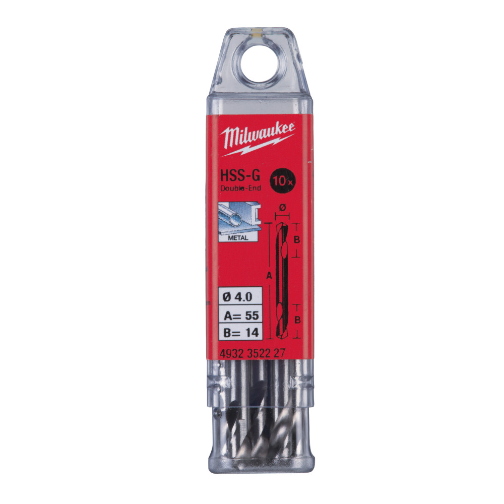 Wiertła do metalu HSS-G - Dwustronne - 4.00 x 55 - 10 pcs