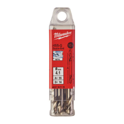 Wiertła do metalu HSS-G - Dwustronne - 4.10 x 55 - 10 pcs