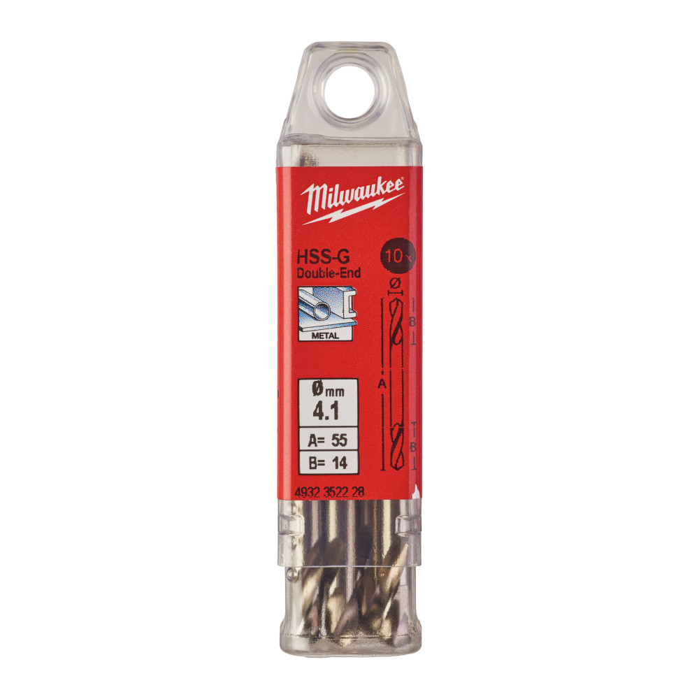 Wiertła do metalu HSS-G - Dwustronne - 4.10 x 55 - 10 pcs