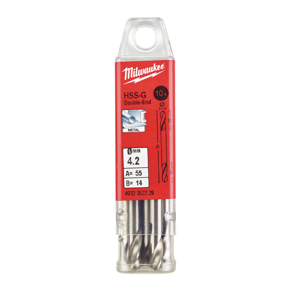 Wiertła do metalu HSS-G - Dwustronne - 4.20 x 55 - 10 pcs