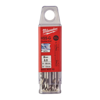 Wiertła do metalu HSS-G - Dwustronne - 5.00 x 62 - 10 pcs