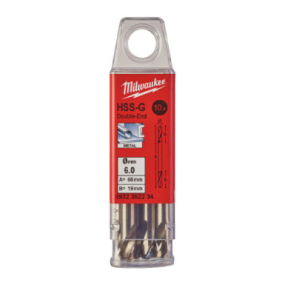 Wiertła do metalu HSS-G - Dwustronne - 6.00 x 66 - 10 pcs