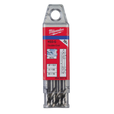 Wiertła do metalu HSS-G - Dwustronne - 6.00 x 66 - 10 pcs