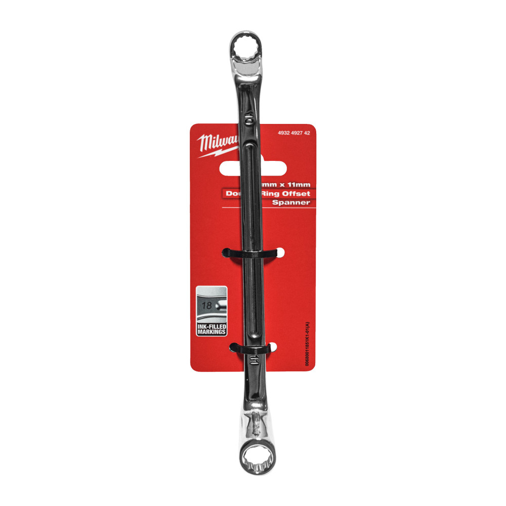 Klucze oczkowe podwójnie odsadzone - Double Ring Offset Spanner - 10 x 11 mm