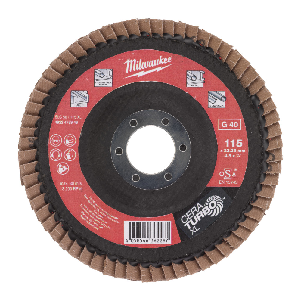 Ceramiczne tarcze listkowe CERA TURBO™ XL - Flap disc XL SLC50 / 115 mm G40 - 1pc