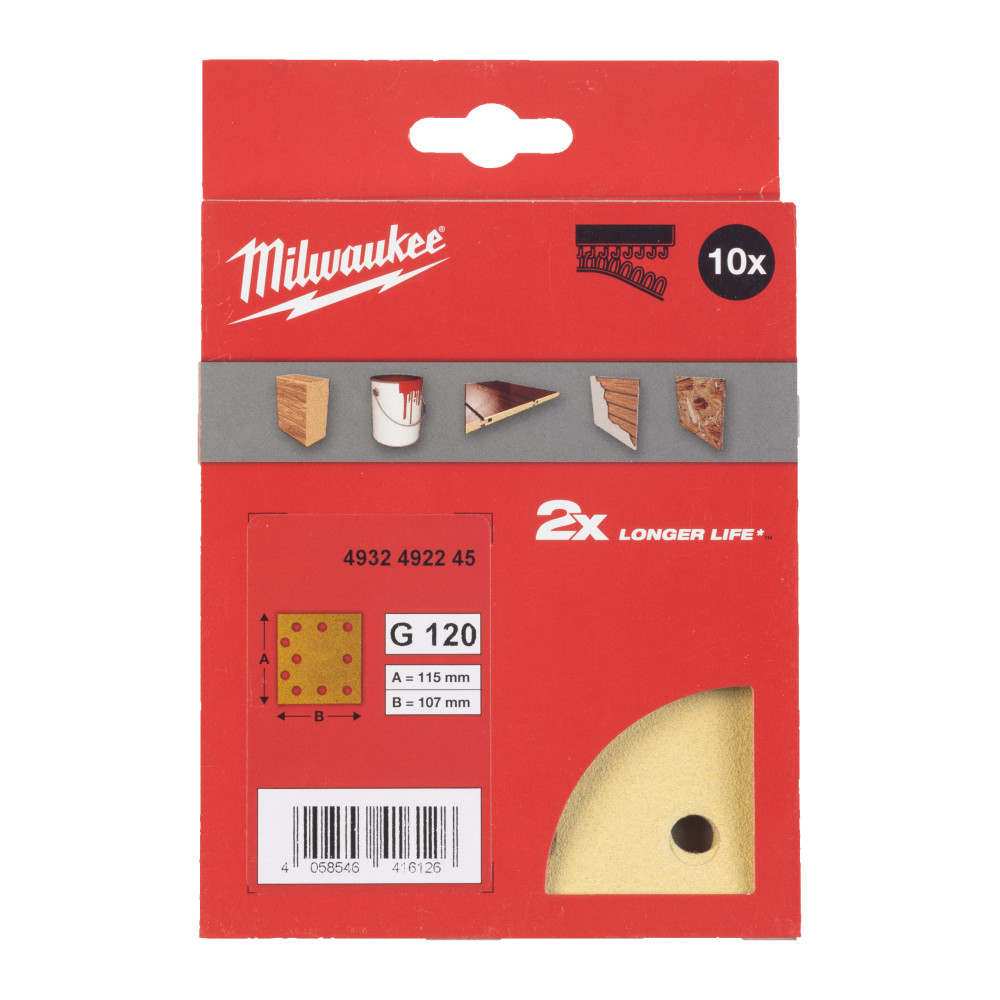 Papiery ścierne premium HP 115 x 107 mm do szlifierek oscylacyjnych - HP 115 x 107 H&L GR 120 - 10 pcs