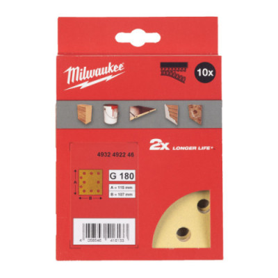 Papiery ścierne premium HP 115 x 107 mm do szlifierek oscylacyjnych - HP 115 x 107 H&L GR 180 - 10 pcs
