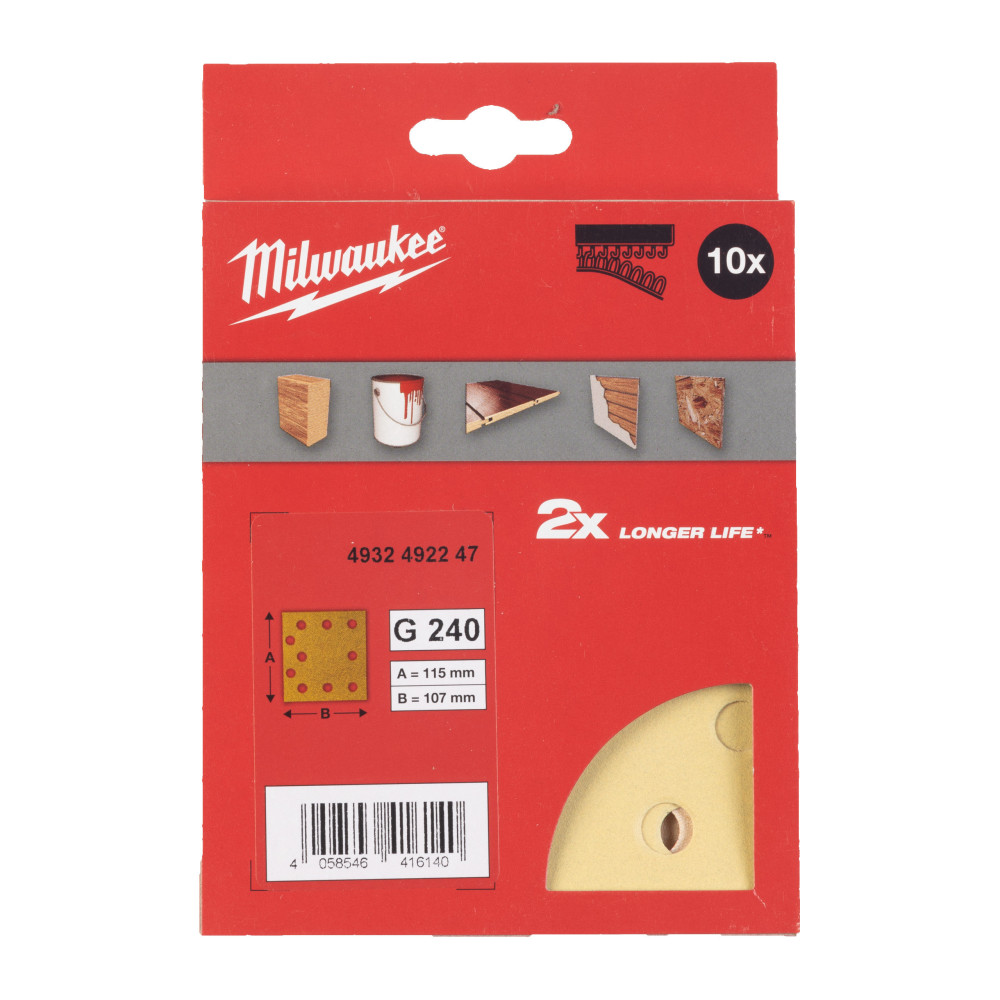 Papiery ścierne premium HP 115 x 107 mm do szlifierek oscylacyjnych - HP 115 x 107 H&L GR 240 - 10 pcs