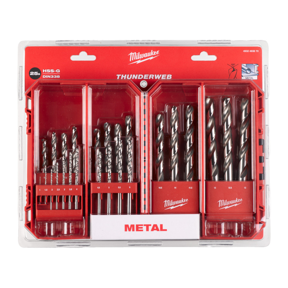 THUNDERWEB - Wiertła do metalu HSS-G - DIN 338 - HSS-G Thunderweb Set - 25 pc