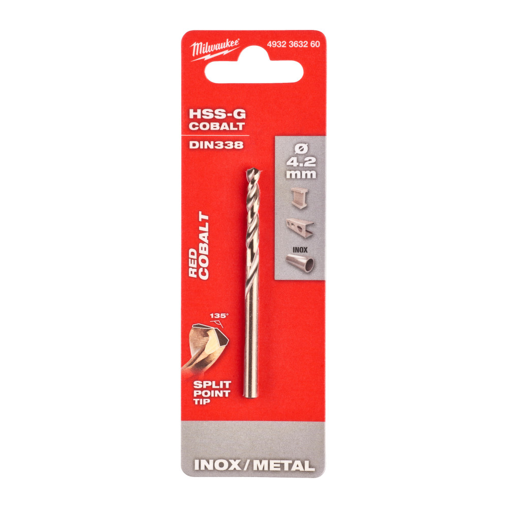 Wiertła do metalu HSS-G RED COBALT- DIN 338 - HSSGC 4.2 x 80 - 1 pc