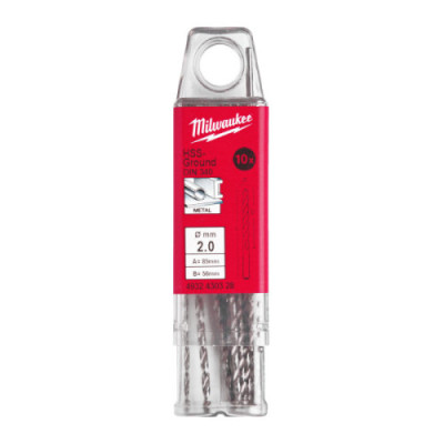 Wiertła do metalu HSS-G, długie - DIN 340 / opakowanie po 5 i 10 szt. - HSSGL 2.00 x 85 - 10 pc