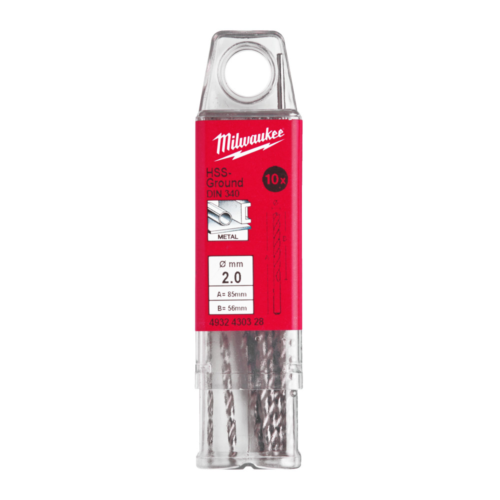 Wiertła do metalu HSS-G, długie - DIN 340 / opakowanie po 5 i 10 szt. - HSSGL 2.00 x 85 - 10 pc