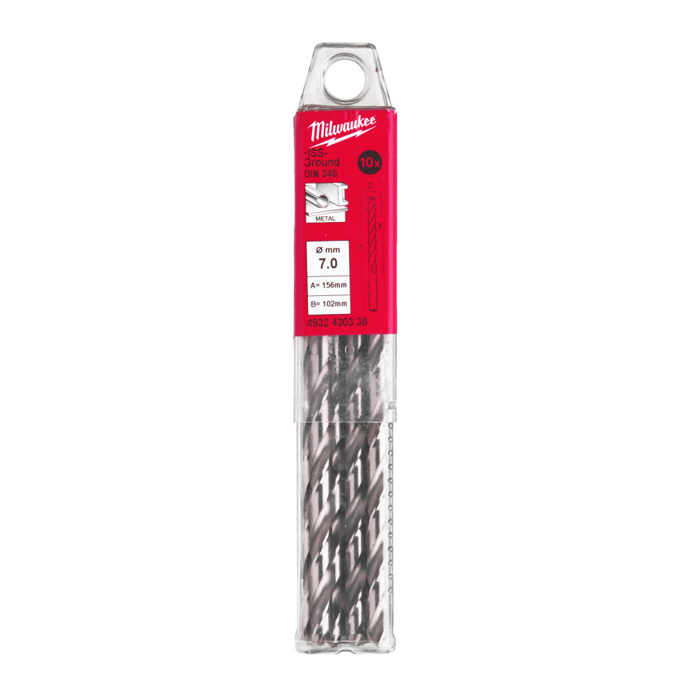 Wiertła do metalu HSS-G, długie - DIN 340 / opakowanie po 5 i 10 szt. - HSSGL 7.00 x 156 - 10 pc