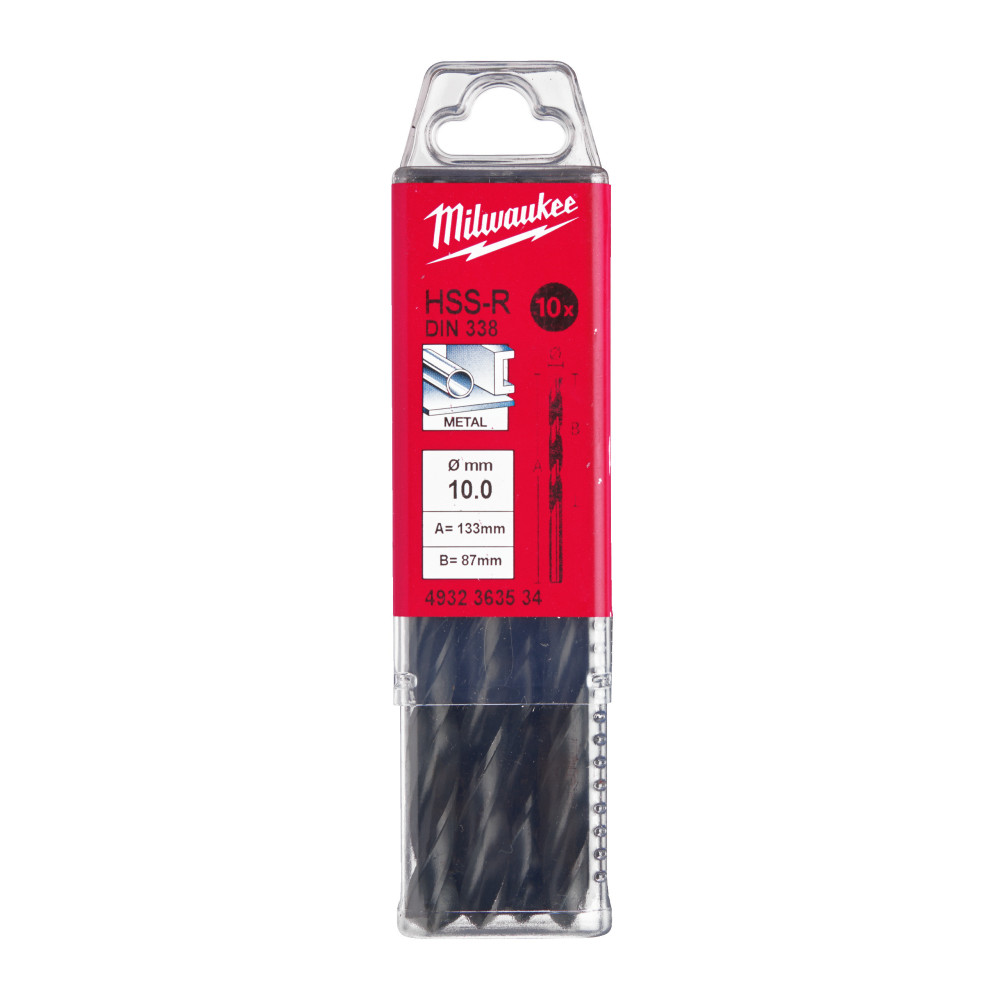 Wiertła do metalu HSS, walcowane - DIN 338 - HSSR 10.0 x 133 - 10 pcs