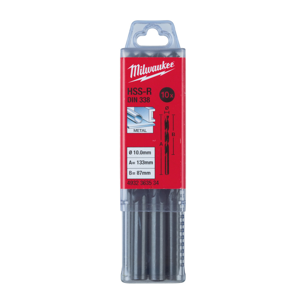Wiertła do metalu HSS, walcowane - DIN 338 - HSSR 10.0 x 133 - 10 pcs