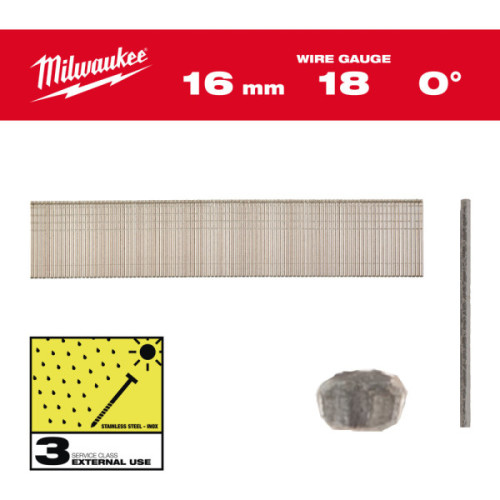 Sztyfty 18G z cienką główką wykończeniową - Inox 18G / 16 mm / SC3 - 10.000 pc