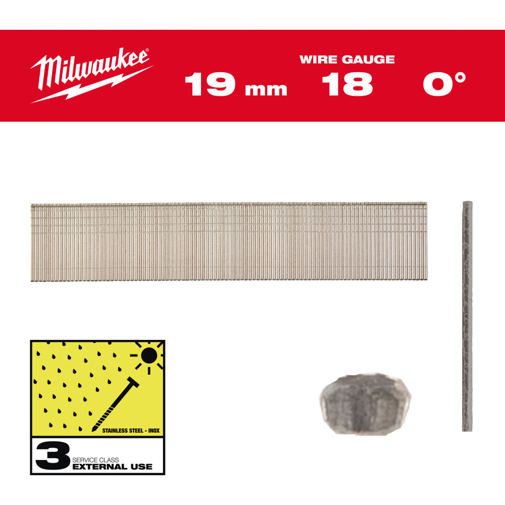 Sztyfty 18G z cienką główką wykończeniową - Inox 18G / 19 mm / SC3 - 10.000 pc