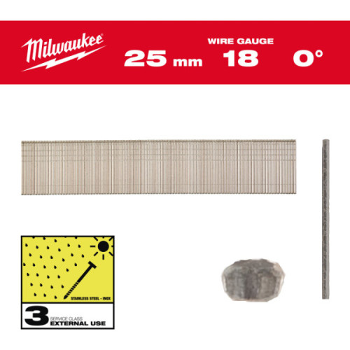 Sztyfty 18G z cienką główką wykończeniową - Inox 18G / 25 mm / SC3 - 5.000 pc