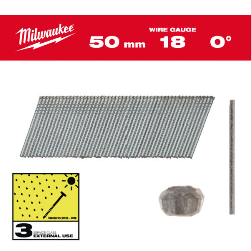 Sztyfty 18G z cienką główką wykończeniową - Inox 18G / 50 mm / SC3 - 5.000 pc