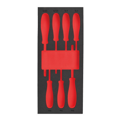 Pusta wkładki piankowe do wózków narzędziowych  - Empty 7 pc Screwdriver SL & PH Set Foam Insert