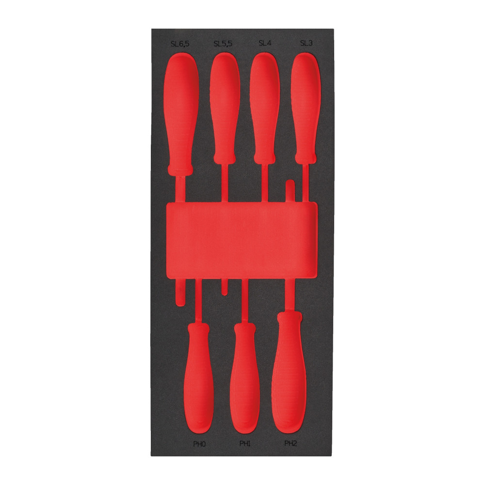 Pusta wkładki piankowe do wózków narzędziowych  - Empty 7 pc Screwdriver SL & PH Set Foam Insert