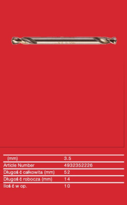 Wiertła do metalu HSS-G - Dwustronne - 3.50 x 52 - 10 pcs