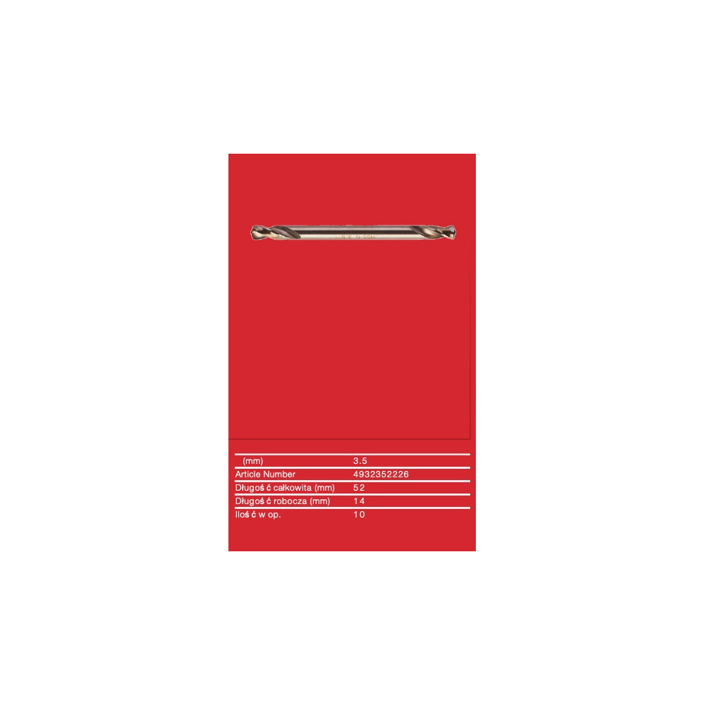 Wiertła do metalu HSS-G - Dwustronne - 3.50 x 52 - 10 pcs