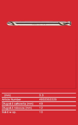Wiertła do metalu HSS-G - Dwustronne - 3.30 x 49 - 10 pcs