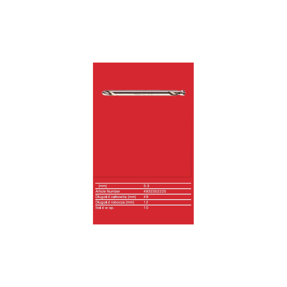 Wiertła do metalu HSS-G - Dwustronne - 3.30 x 49 - 10 pcs