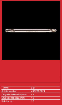 Wiertła do metalu HSS-G - Dwustronne - 3.20 x 49 - 10 pcs