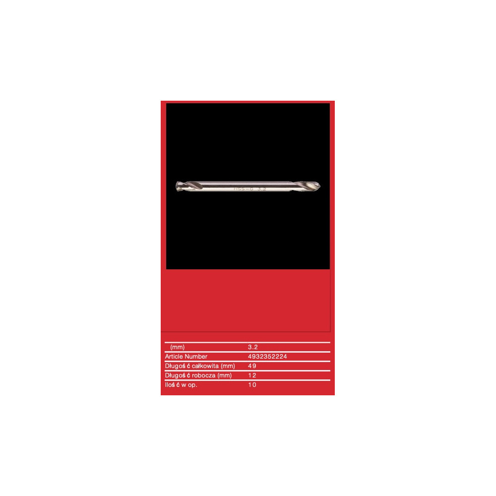 Wiertła do metalu HSS-G - Dwustronne - 3.20 x 49 - 10 pcs